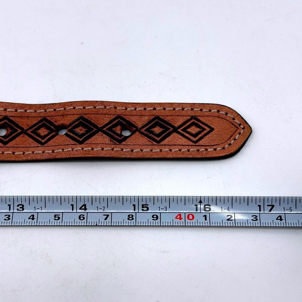 Myra Bag Leather Dog Collar Beaded Southwestern Turquoise Tan Small